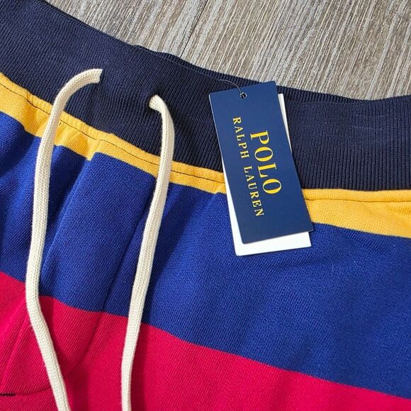Polo Ralph Lauren Striped Fleece Shorts Multicolor Blue Red Green Yellow Men's S - Picture 3 of 11